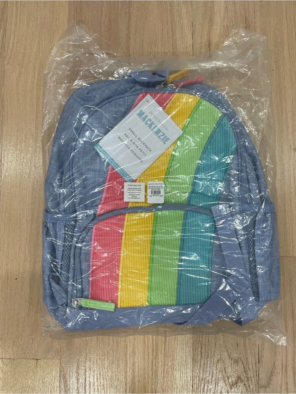 Pottery Barn Kids Mackenzie Small Rainbow corduroy applique Backpack